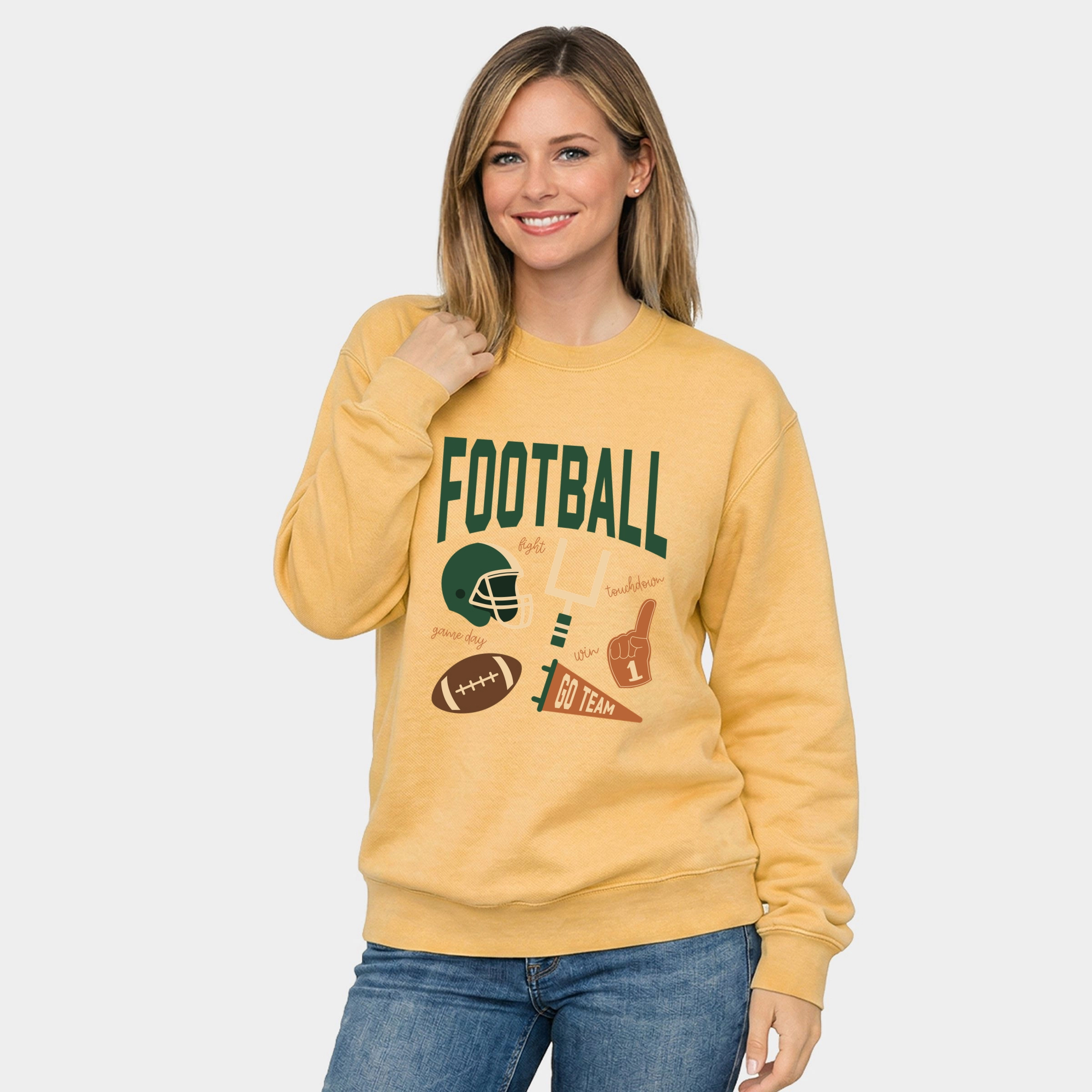 Simply Sage Market - Women's Graphic Sweatshirt Football Green Icons