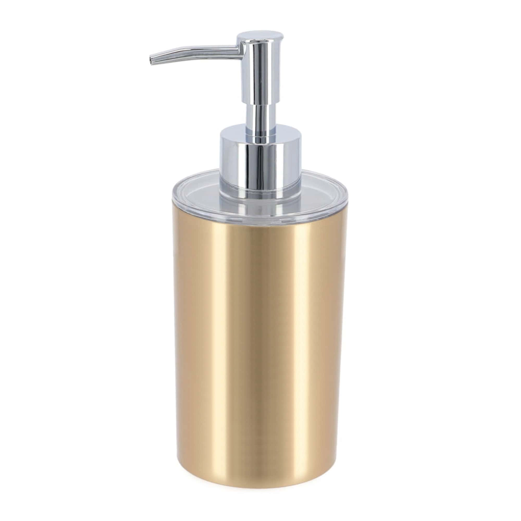 Evideco French Home Goods Brushed Metallic Plastic Soap Dispenser - 12 Oz Cylinder