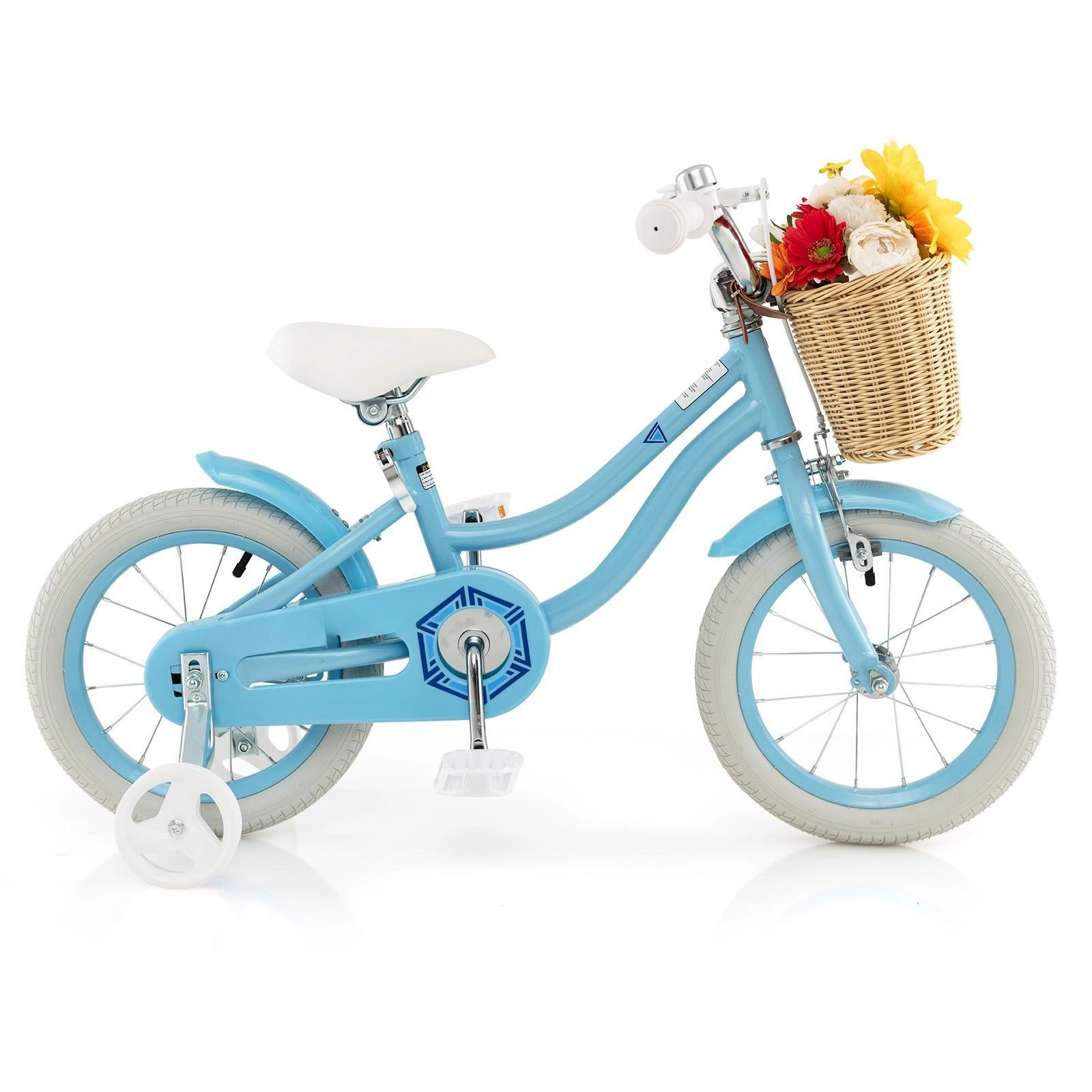 SUGIFT 14-Inch Kids Bike with Training Wheels and Adjustable Handlebar Seat 77-88-lb Capacity Ages 3-5 Blue
