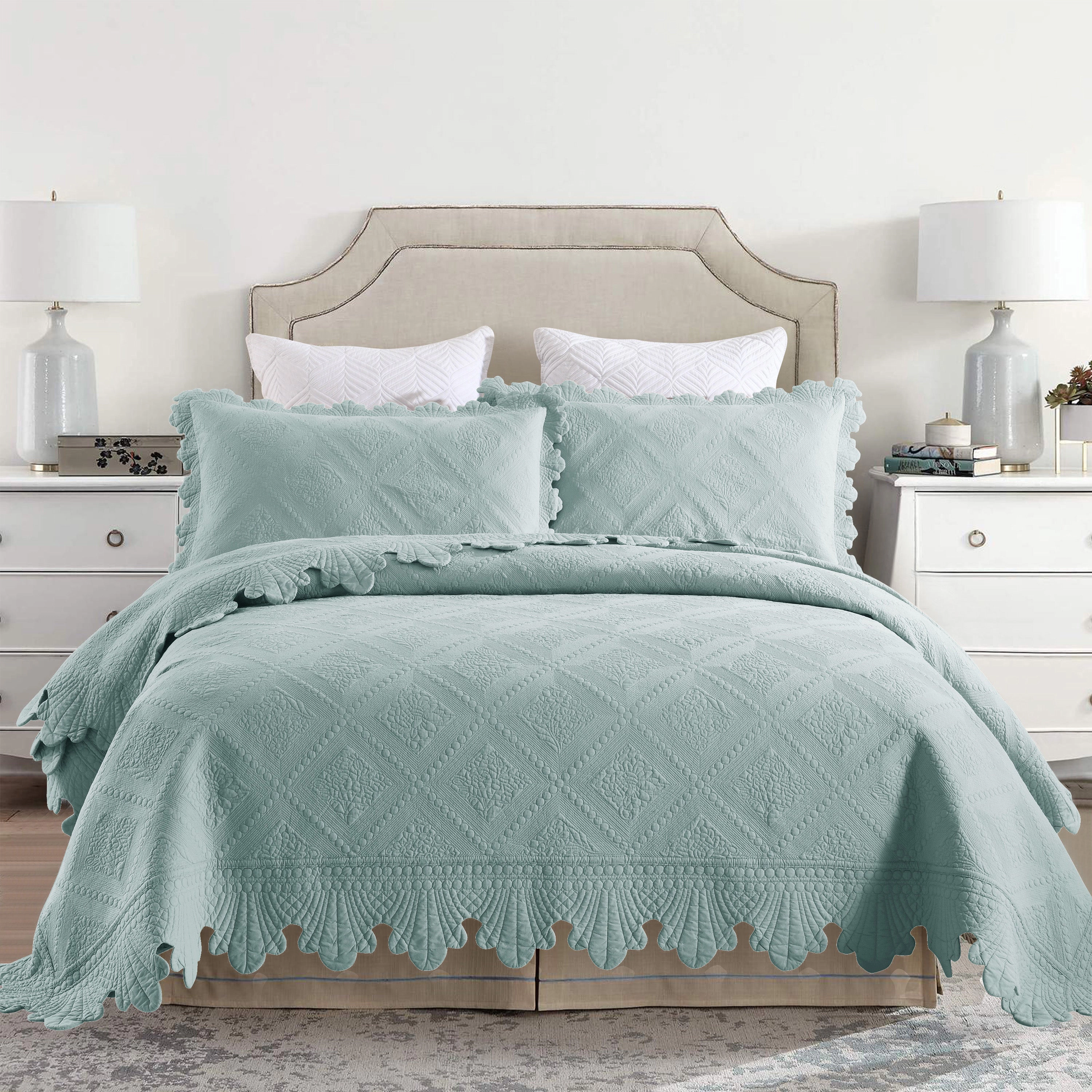 MarCielo 3 Piece 100% Cotton Oversized Lightweight Quilt Bedspread Set