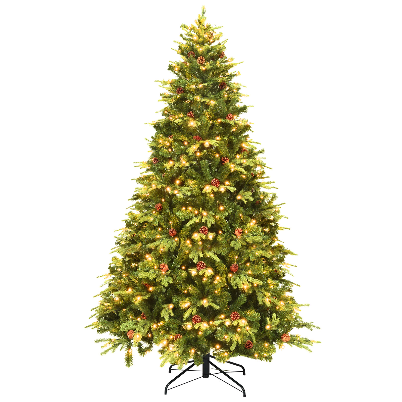 Glintex 7.5-Ft Christmas Tree with 540 LED Lights 1125 Tips and Hinged Branches, Green