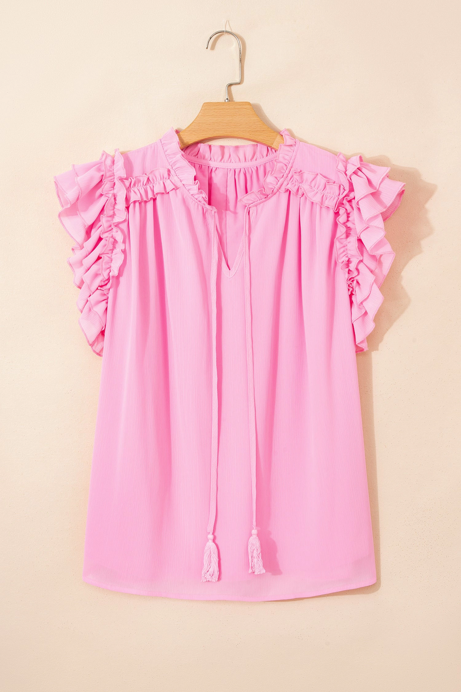 Threaded Pear Womens Milena Ruffle Short Sleeve PLUS Blouse