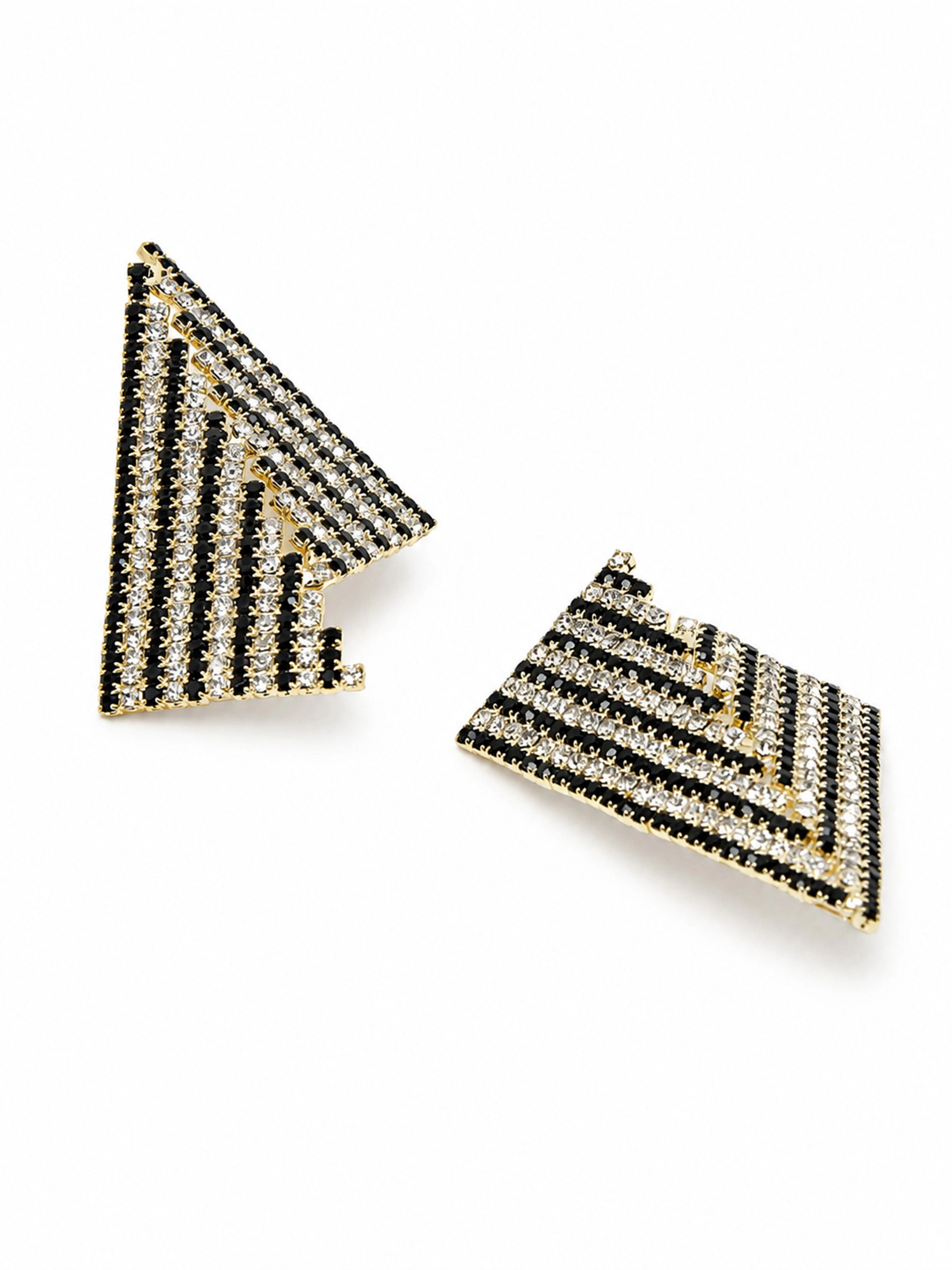 AGP PARIS Womens White Crystal Asymmetrical Triangle Drop Earrings