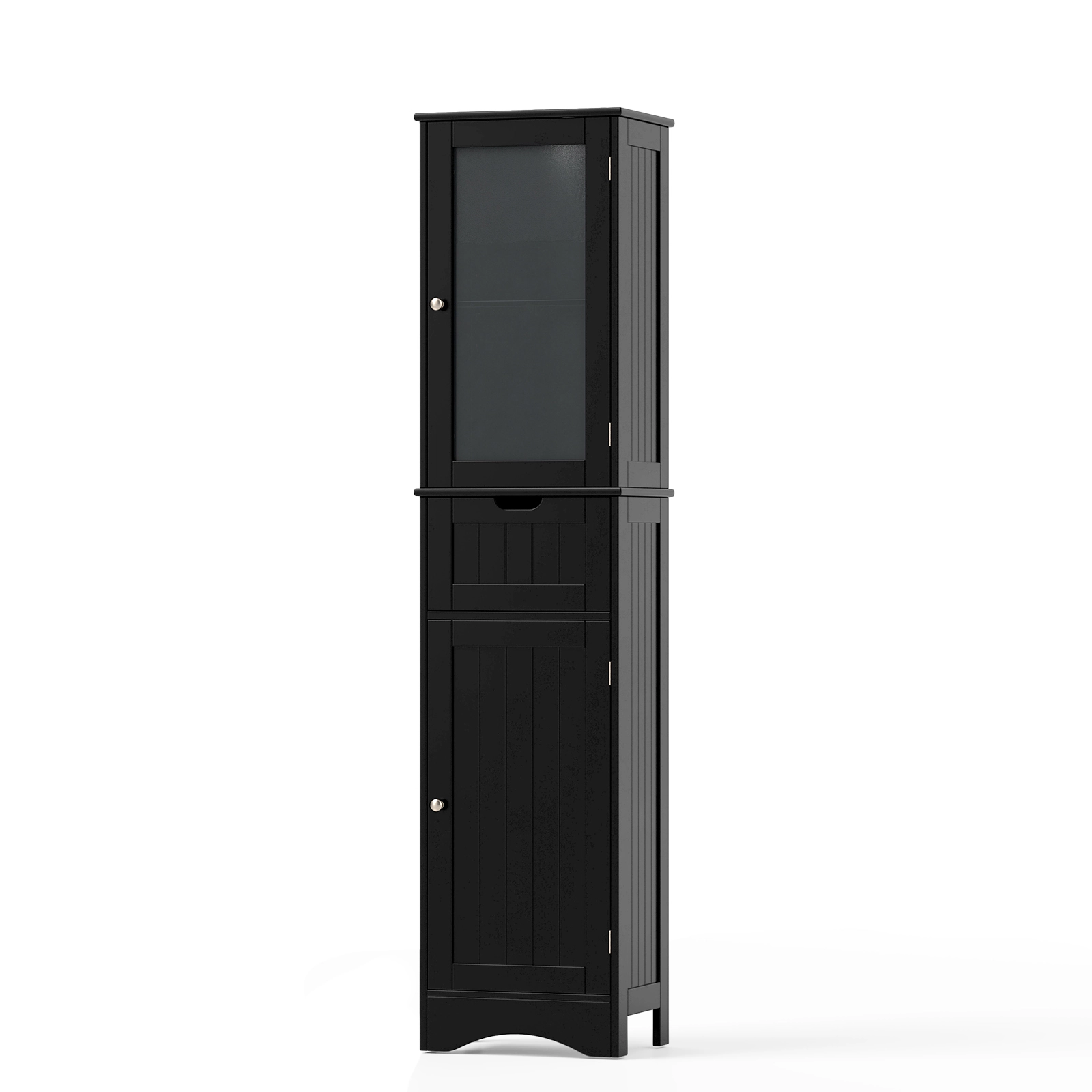 SlickBlue Tall Storage Cabinet with Glass Doors and Drawer