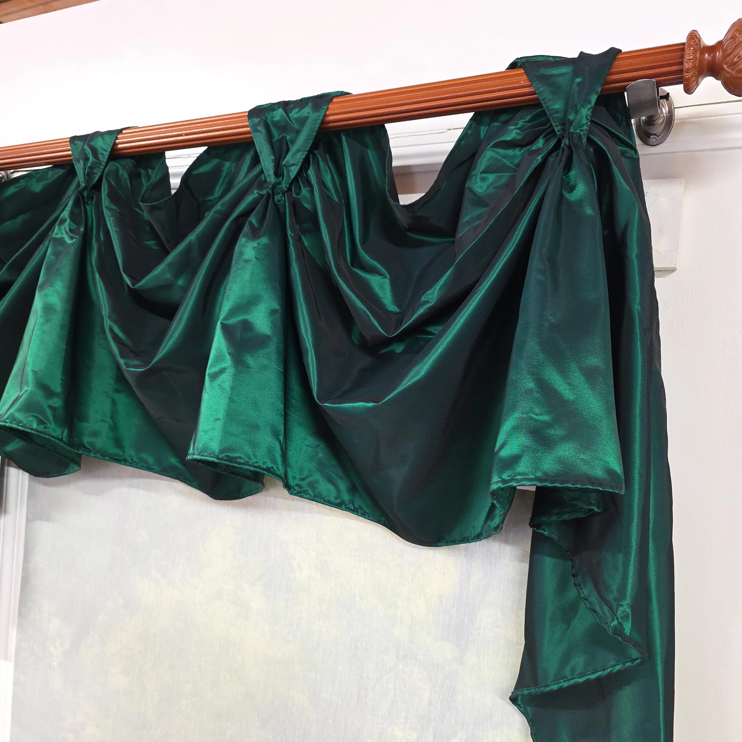 RLF Home Taffeta 3-S Victory 100% Polyester Tab Top Swag Window Curtain 54" x 25" Hunter