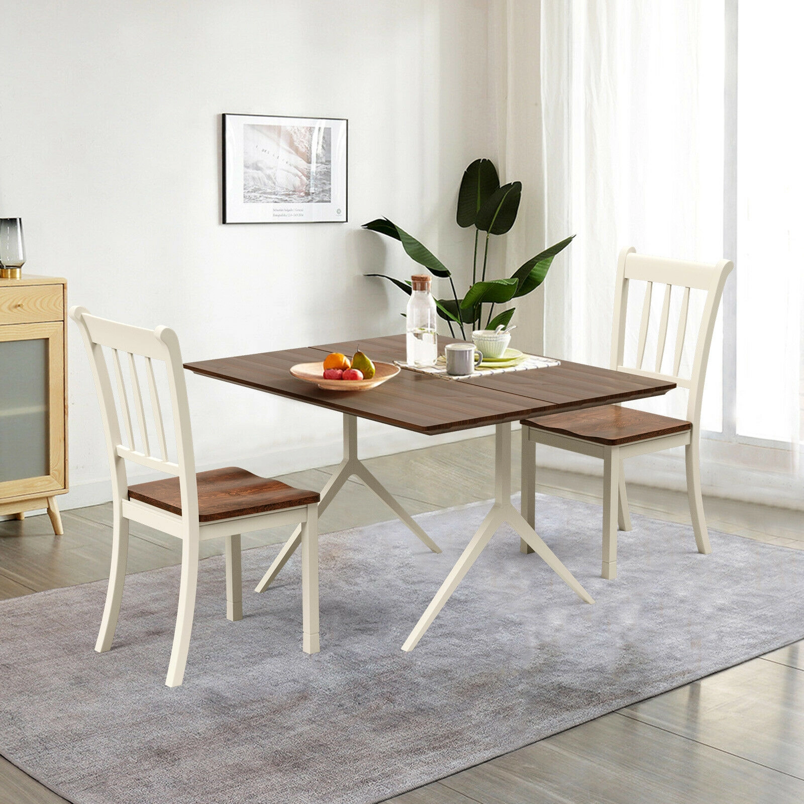 SUGIFT Spindle Back Rubber Wood Dining Chair Set 220-lb Capacity 18-in Seat Height Black/White