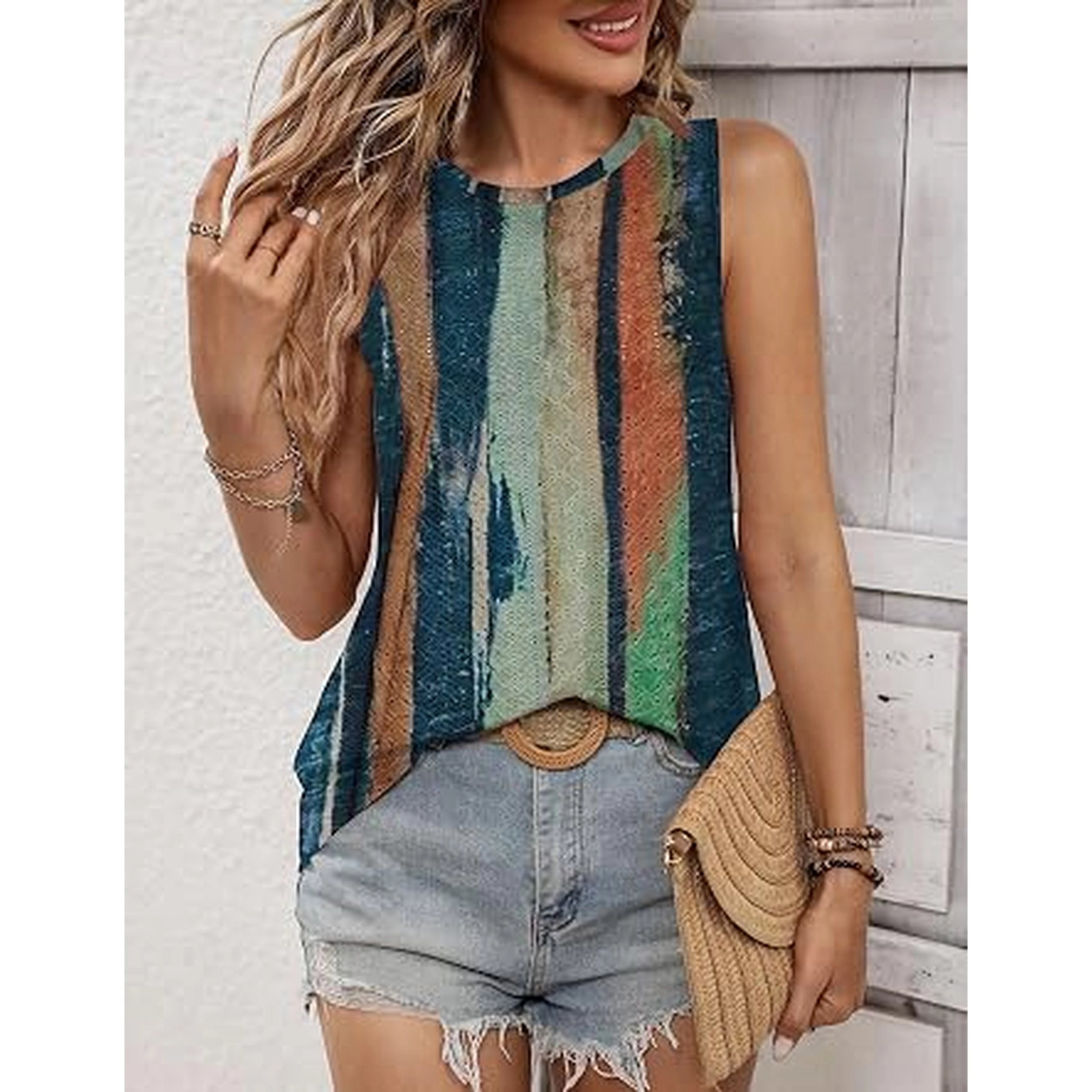 Zeagoo Women's Sleeveless Crew Neck Eyelet Tank Top