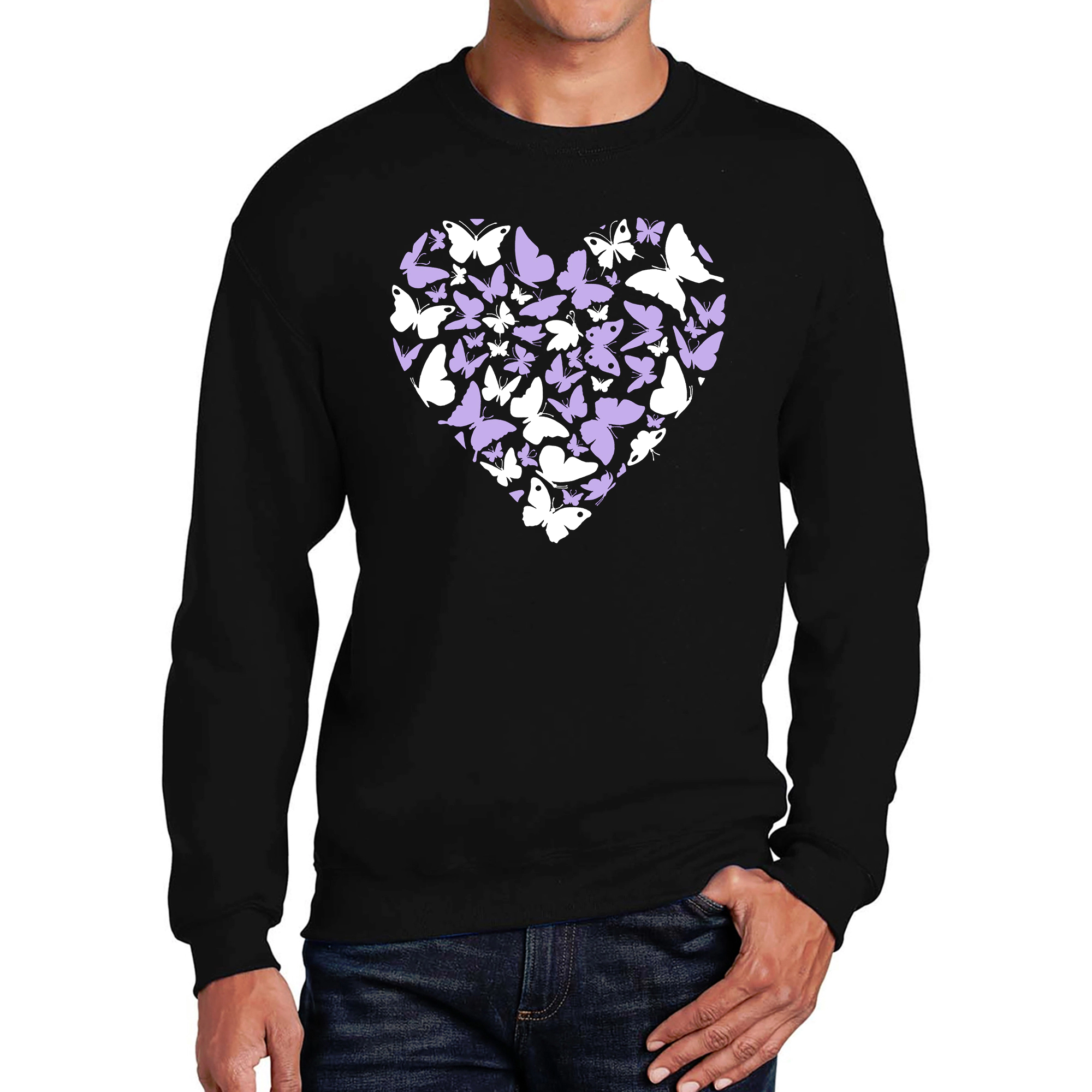 LA Pop Art Butterfly Heart - Men's Word Crew Sweatshirt