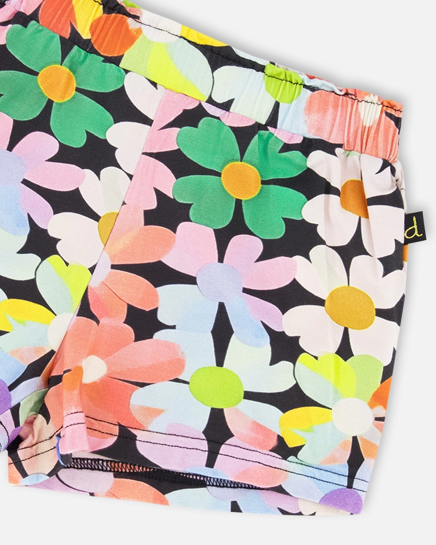Deux par Girls Floral Print Jersey Elastic Waist Folded Hem Shorts