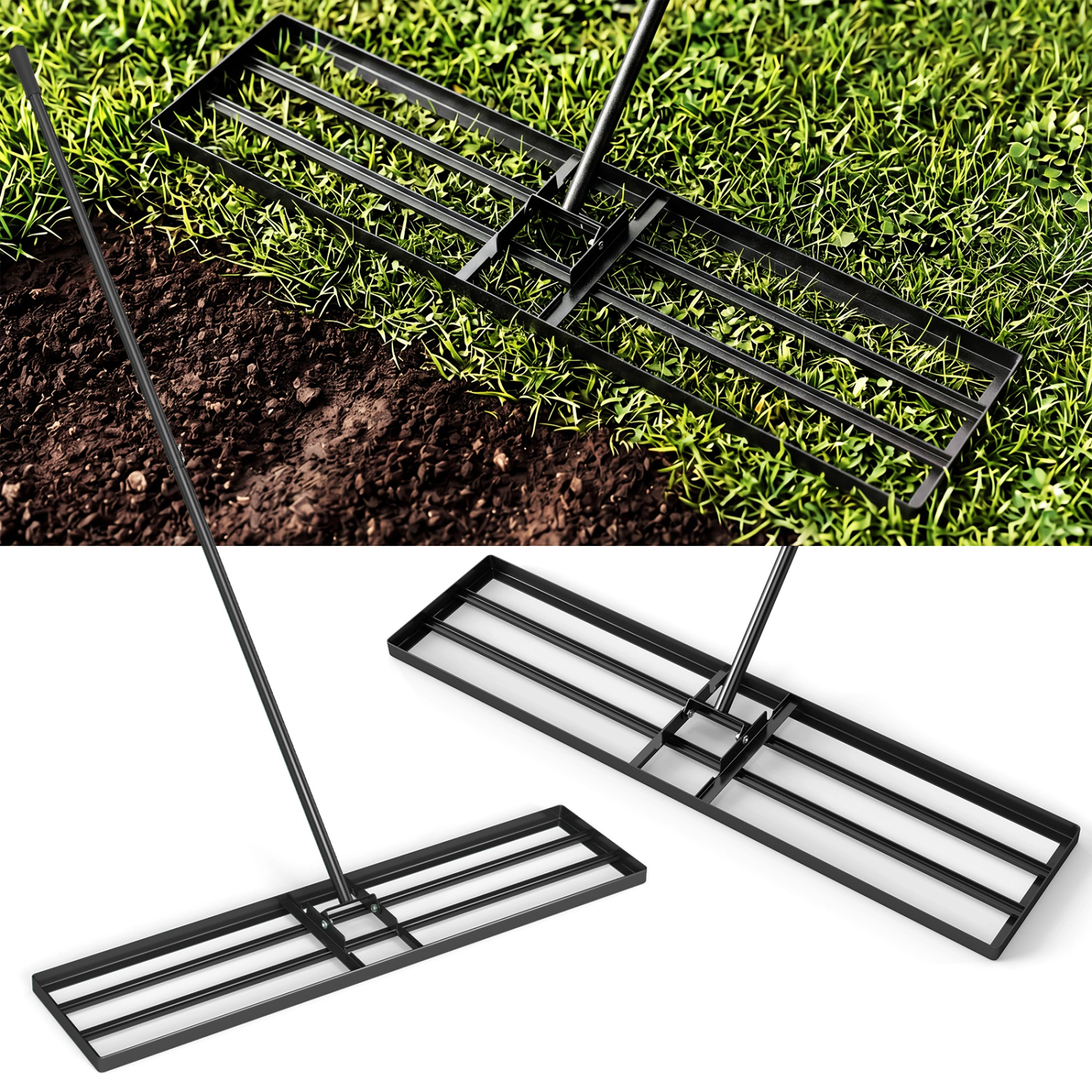 LJG x 10 Inch Lawn Leveling Rake with Ergonomic Handle