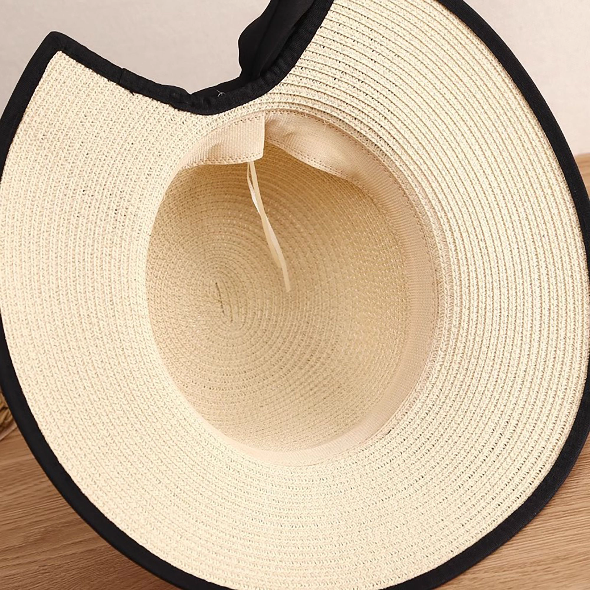 Anna-Kaci Women's Women Wide Brim Straw Sun Hat with Bow Detail Summer Protection