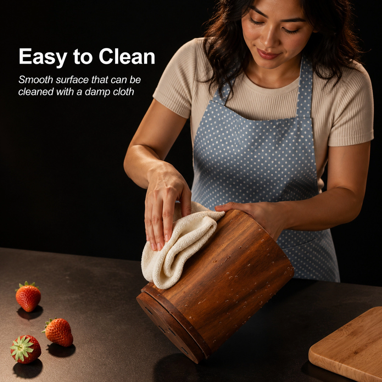 WZK 360 Rotating Wooden Kitchen Utensil Holder