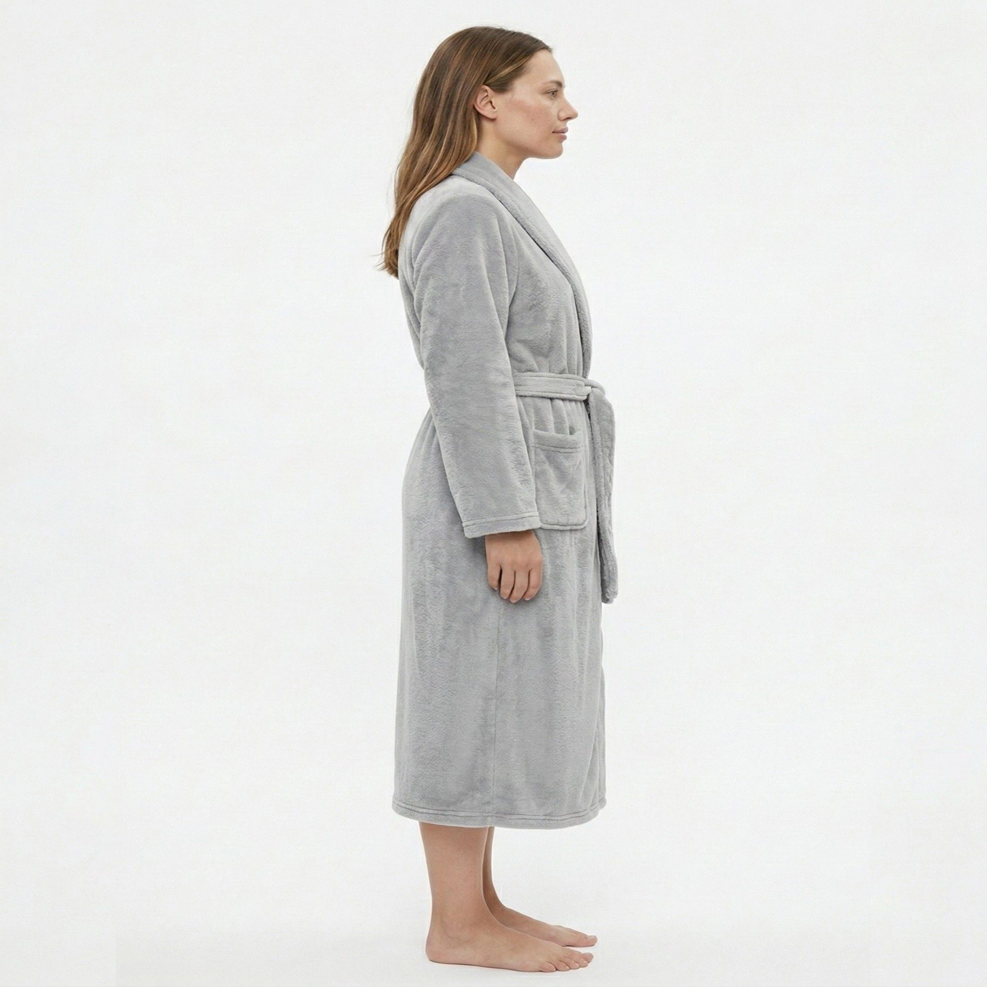 Anna-Kaci Women's Plush Shawl Collar Bathrobe with Full Length Wrap Design Adjustable Waist Tie Sleeves and Pockets