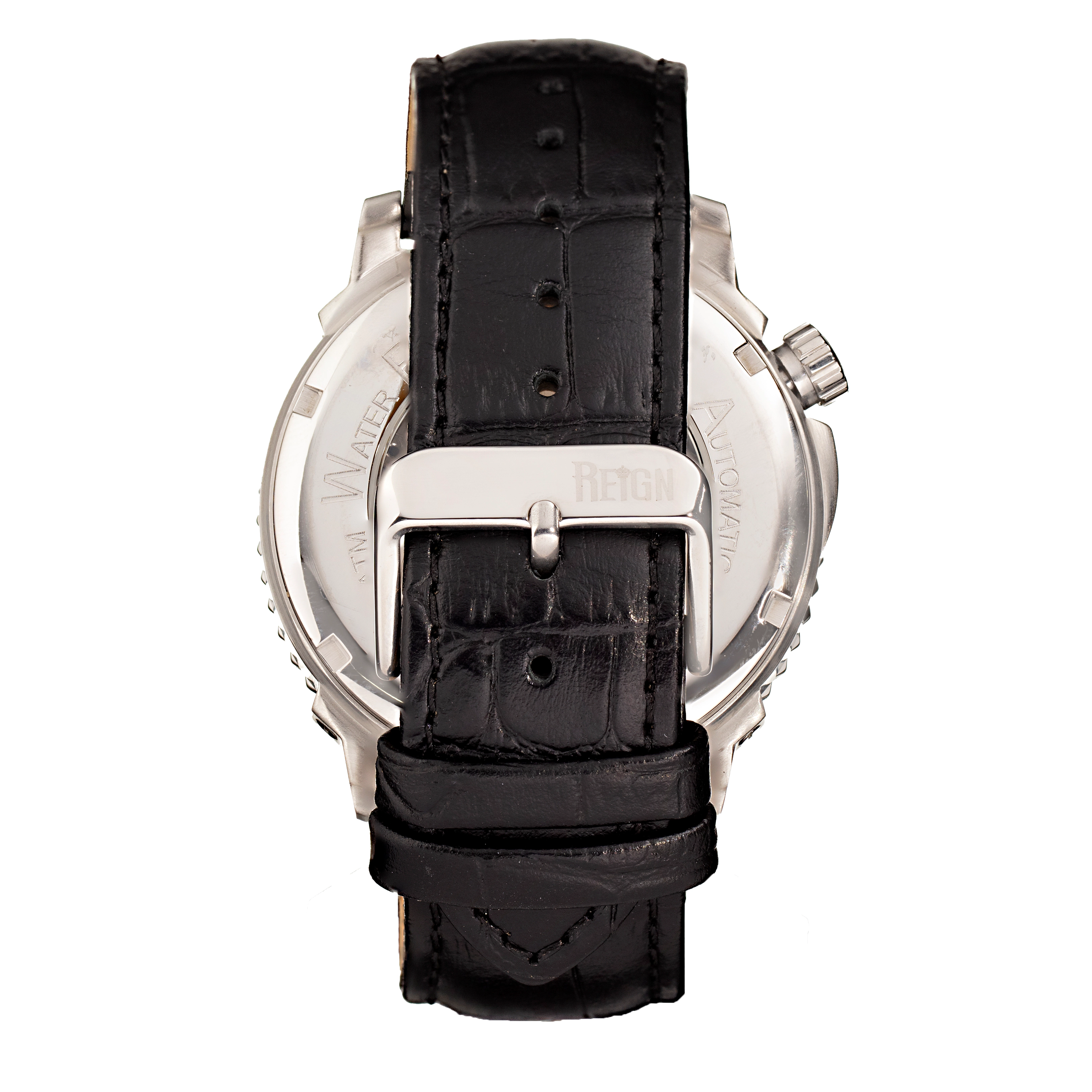 Reign Bauer Automatic Semi-Skeleton Leather-Band Watch
