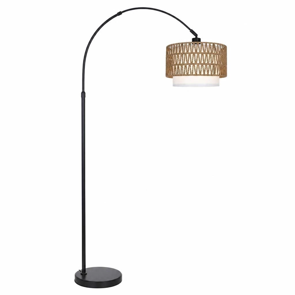 ELEMENT ACE Handwoven Rattan Metal Standing Floor Lamp