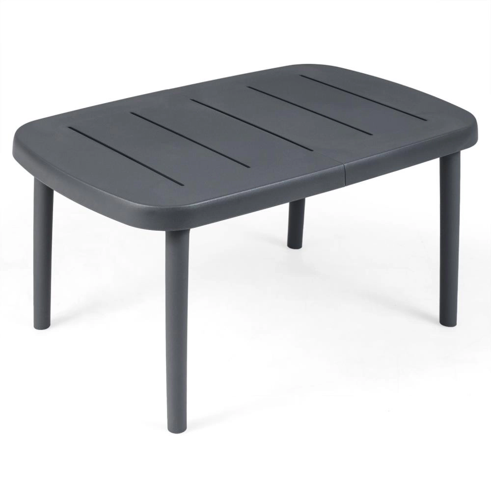 Hivvago Rectangular Patio Storage Side Table With Aluminum Alloy Rods For Poolside