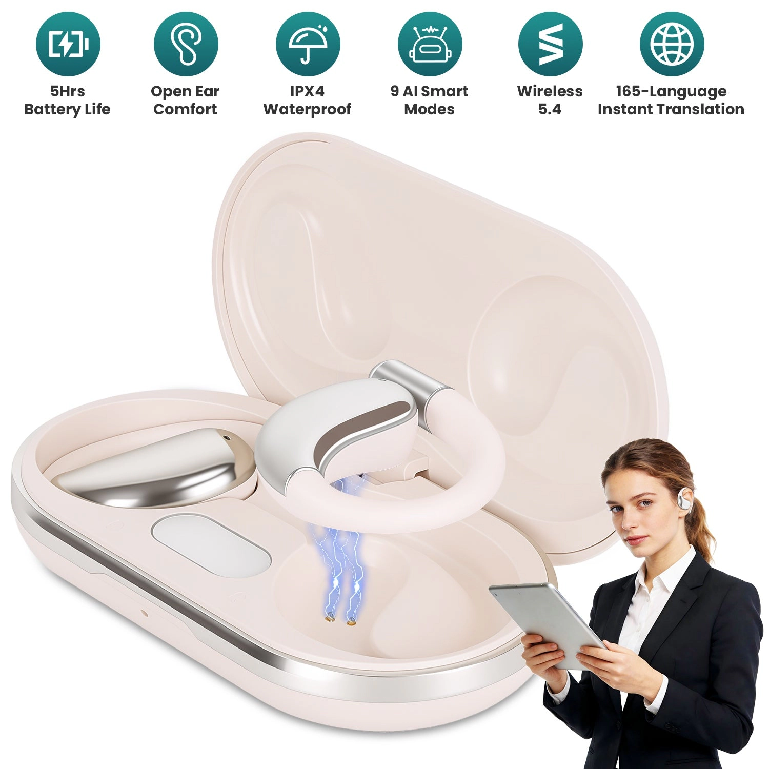 GBruno AI Translation Earbuds With Charging Case