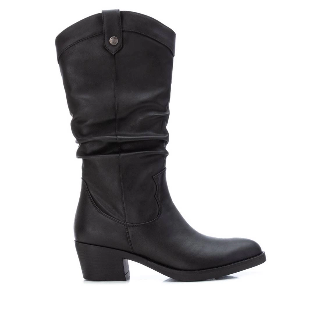 XTI Women's Cowboy Leatherette Boots Side Zip Block Heel