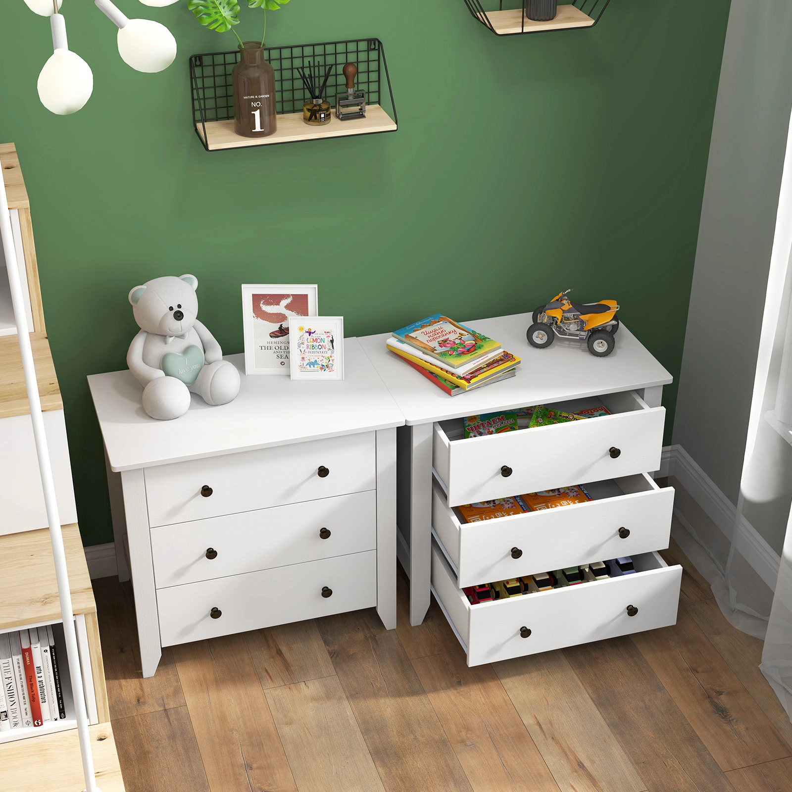LJG 3 Drawer Dresser Chest of Drawers Bedside Table