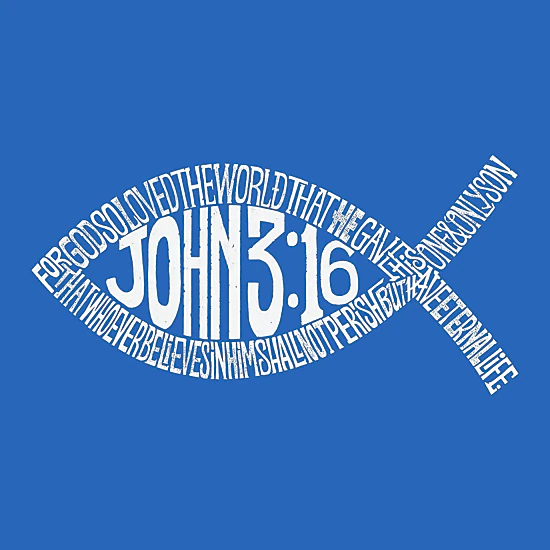 LA Pop Art Boy's Word Art T-Shirt - John 3:16 Fish Symbol
