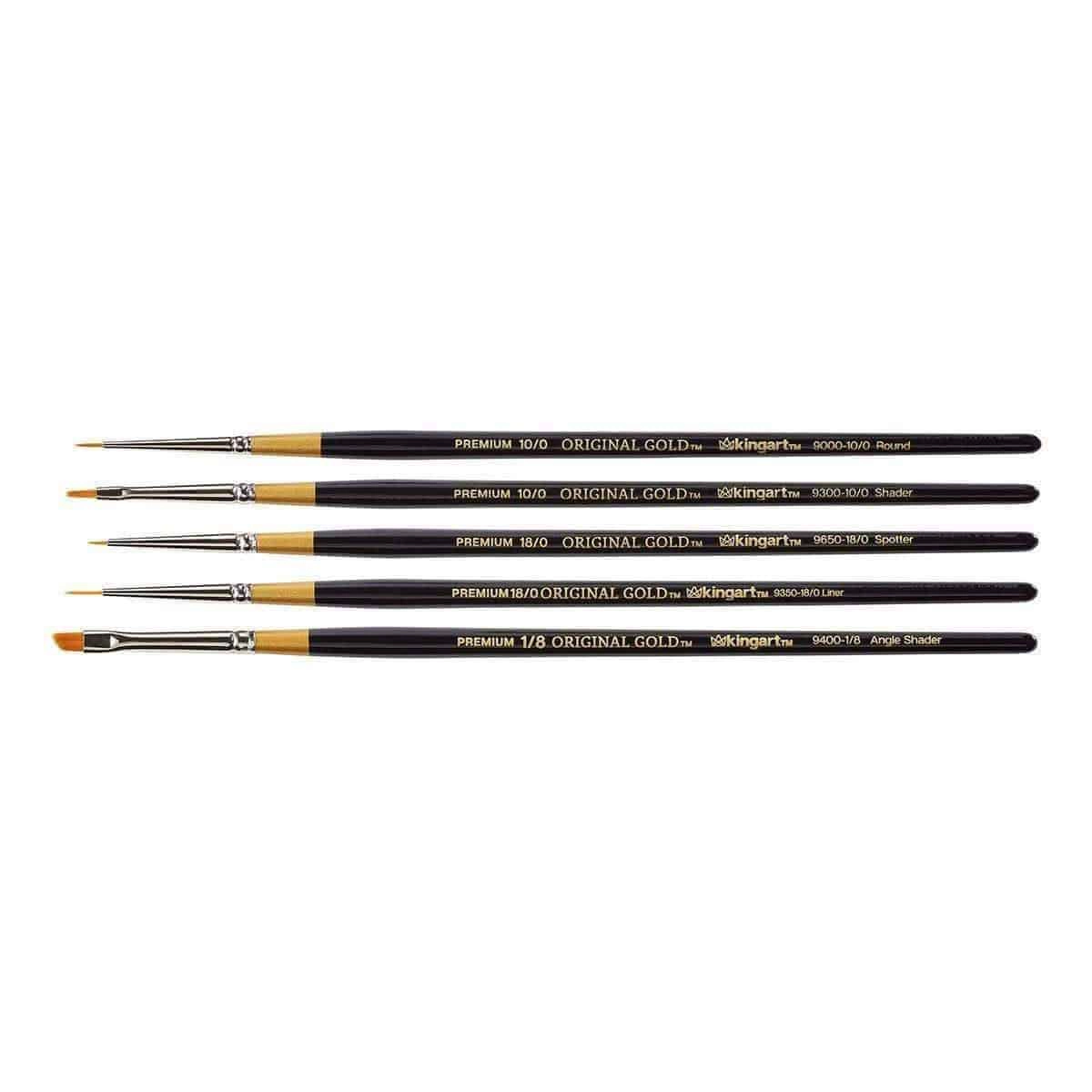 KINGART Original Gold® Golden Taklon Micro Detail Brush Set, 5 pc