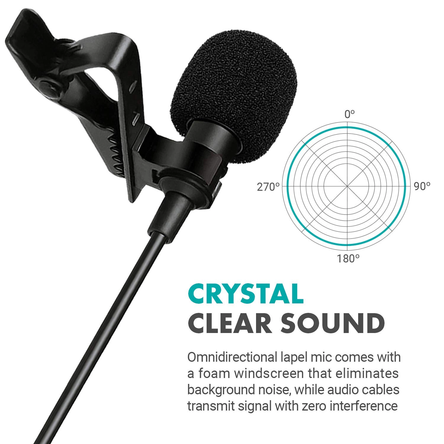 Movo DOM1 3.5mm TRS Lavalier Omnidirectional Condenser Microphone for Camera Microphone Compatible with DSLR Cameras