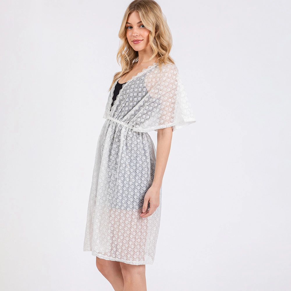 TRUEDAMES Women V Neck Detailed Crochet Lace Cover Up Poncho