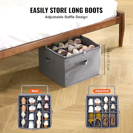 HONGGE Under Bed Shoe Storage Organizer with Clear Window and Reinforced Handles
