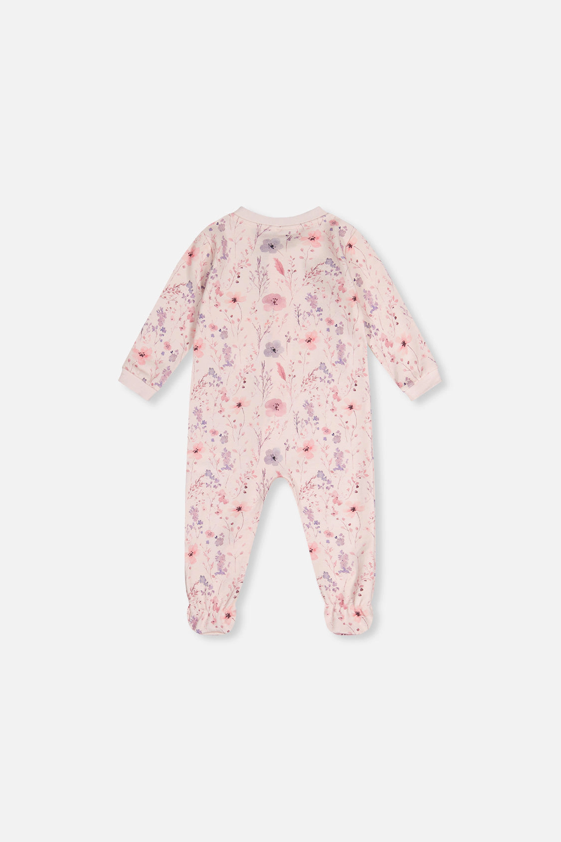 Deux par Girls Organic Cotton Floral Print Front Zip Footed One Piece Pajama