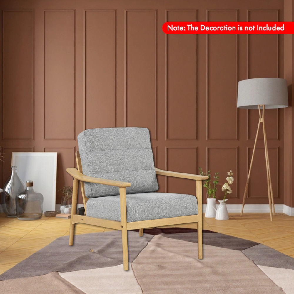 Hivvago Living Room Armchair with Solid Rubber Wood Frame and Armrests