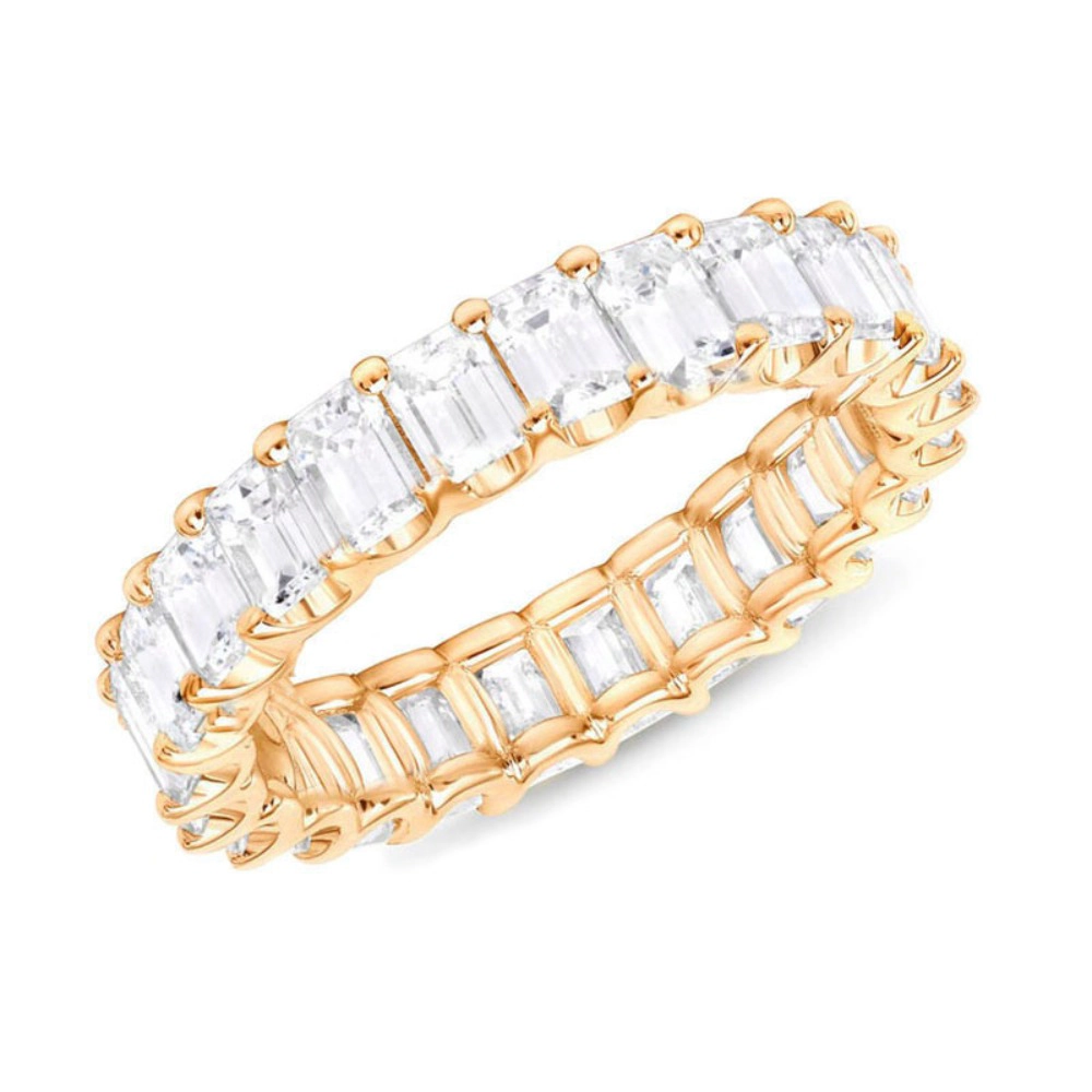 Wardrobe Whimsy Emerald Cut Cubic Zirconia Full Eternity Band Ring for Women