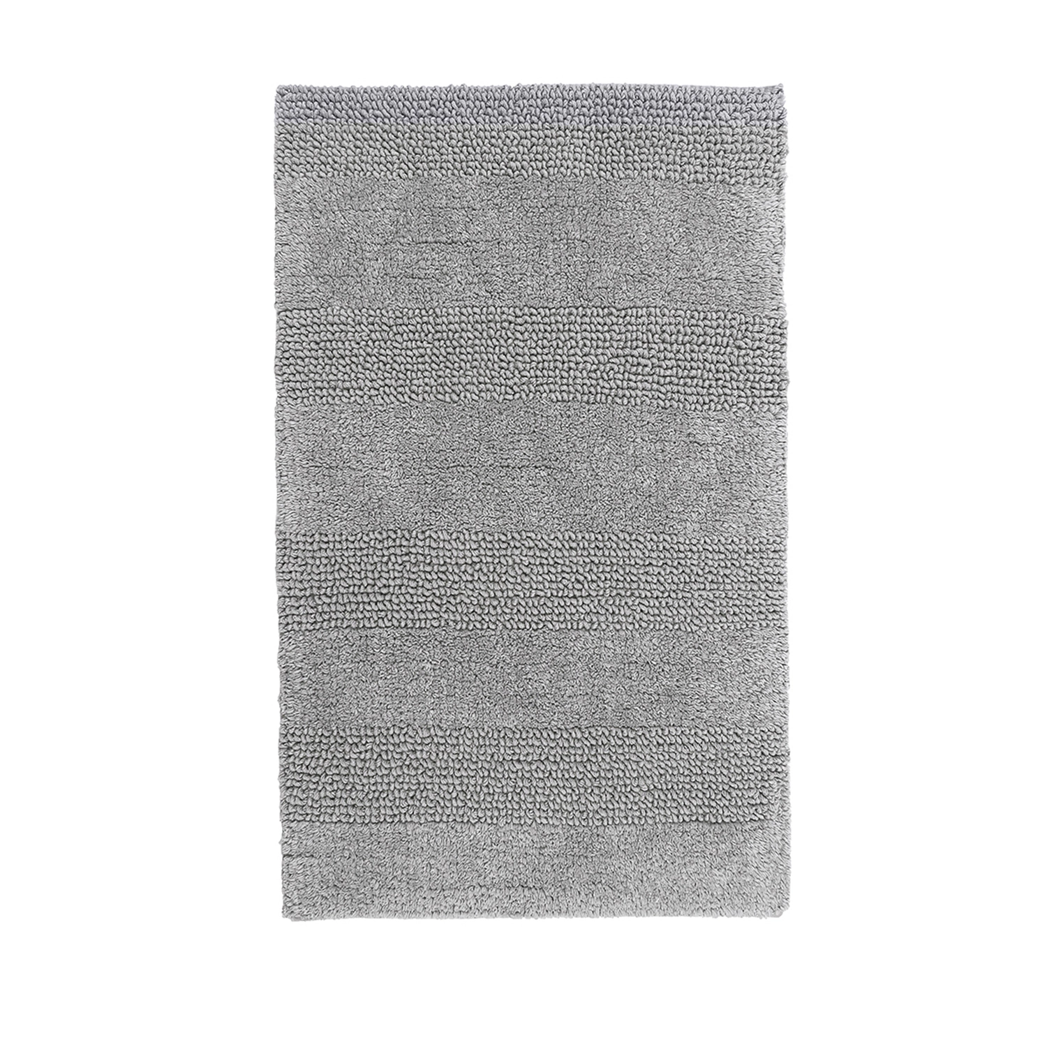 Knightsbridge Stylish And Comfortable All Season Traditional Wide Cut Design Cotton Bath Rug 17" X 24" Silver