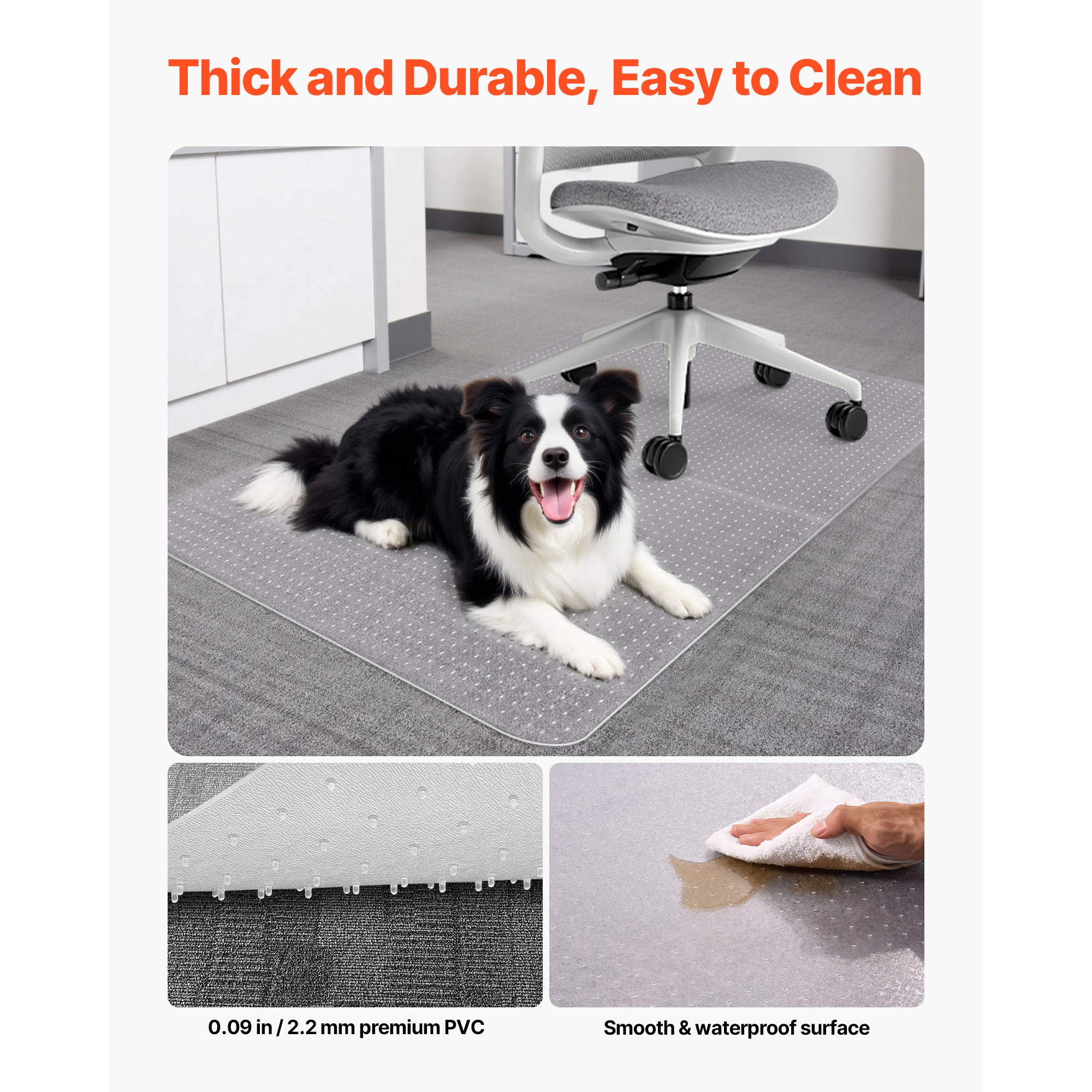 HONGGE Chair Mat, 36 x 48-inch Office Chair Mat for Carpeted Floors, Floor Protector Rug with Studded