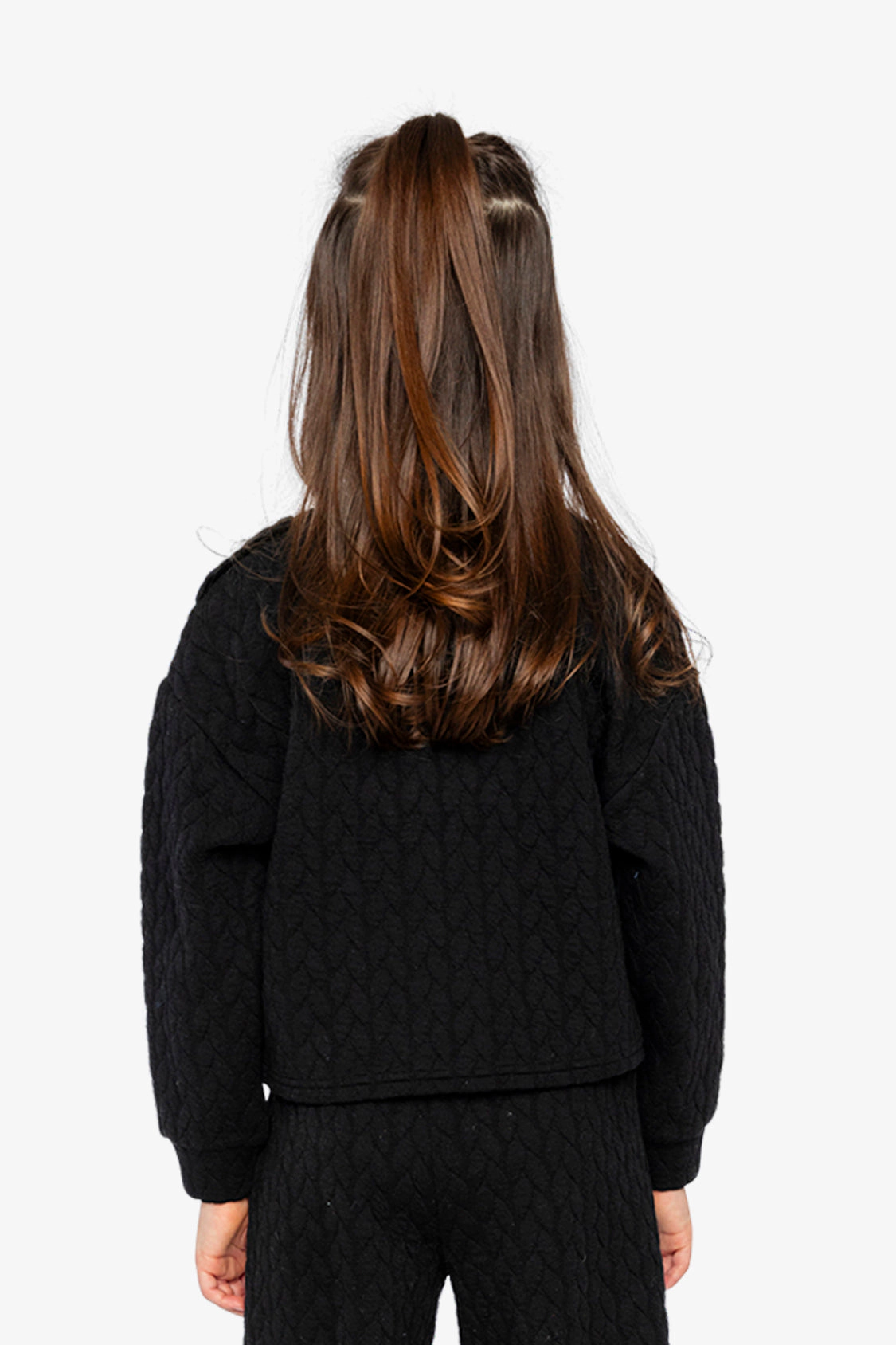Deux par Girls Quilted Diamond Jacquard Sweatshirt