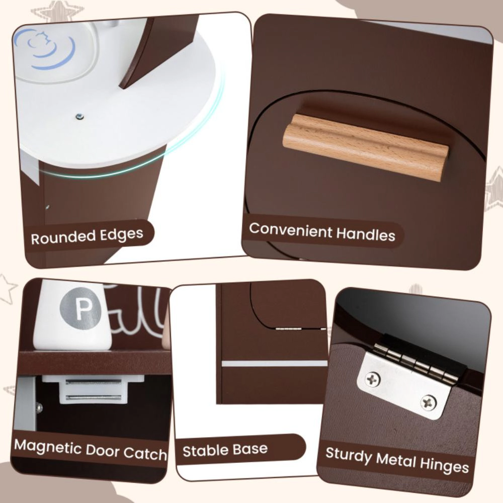 Hivvago Corner Wooden Play Kitchen with Coffee Machine and Slide for Kids