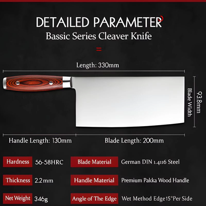 Kitcheniva 8-Inch German Stainless Steel Kitchen Cleaver With Pakka Wood Handle