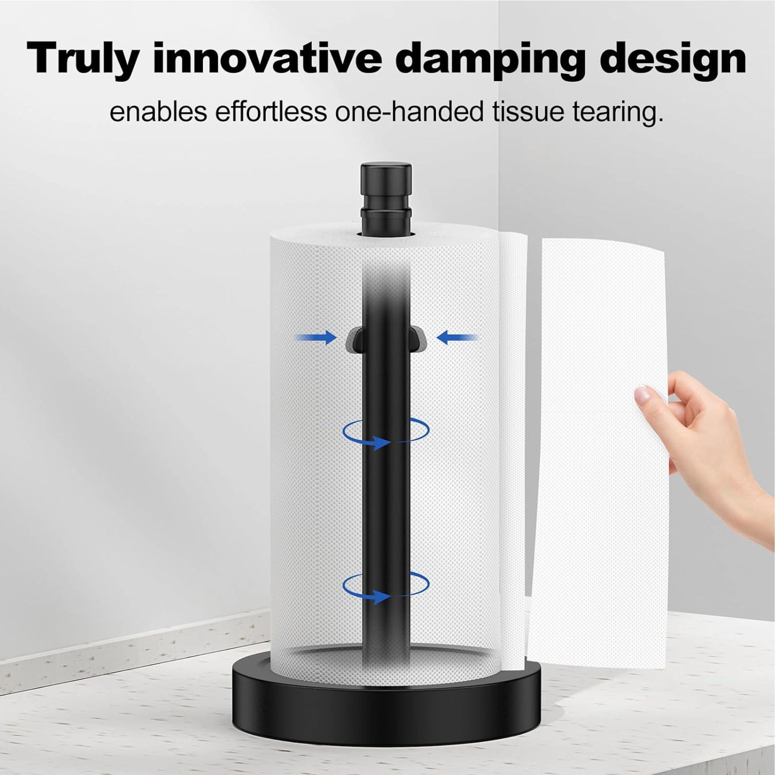 Stock Preferred Stainless Steel Countertop Paper Towel Holder with Weighted Non Slip Base