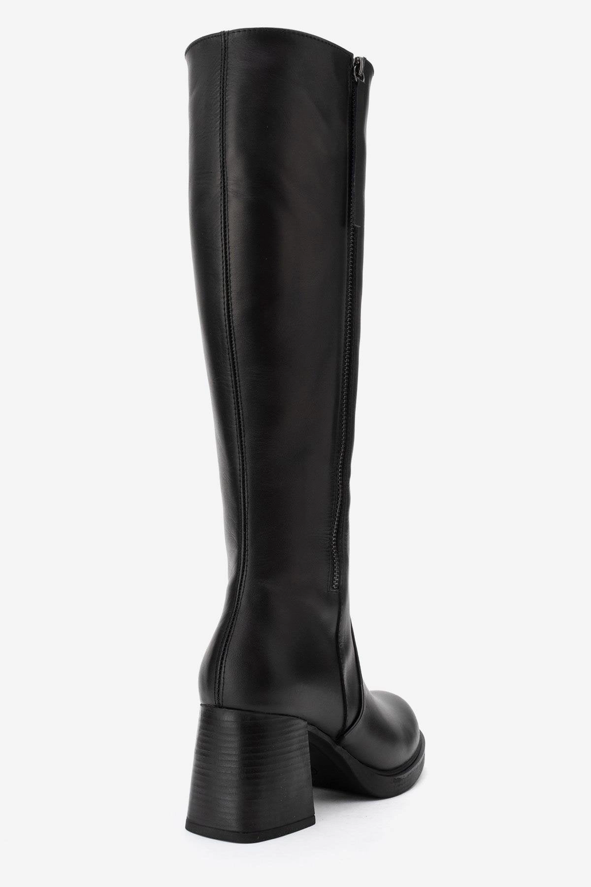 Forever & Always Womens Lensa Leather Block Heel Boot