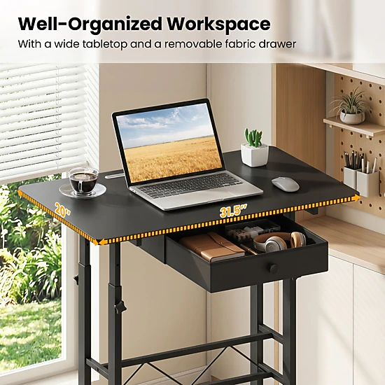 SlickBlue Height Adjustable Standing Desk with Storage Drawer