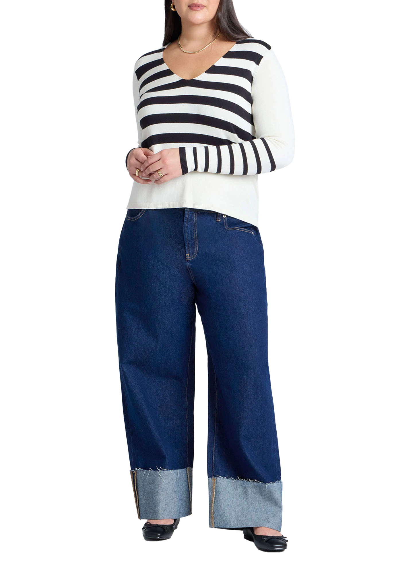 ELOQUII Women's Plus Tall Cuff Jean