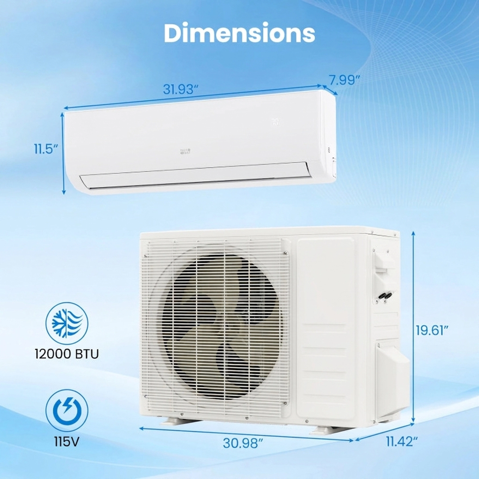 SUGIFT 12000-BTU 20-SEER2 115V 750-sq ft R454B WiFi Ductless Mini Split Air Conditioner with Heat Pump
