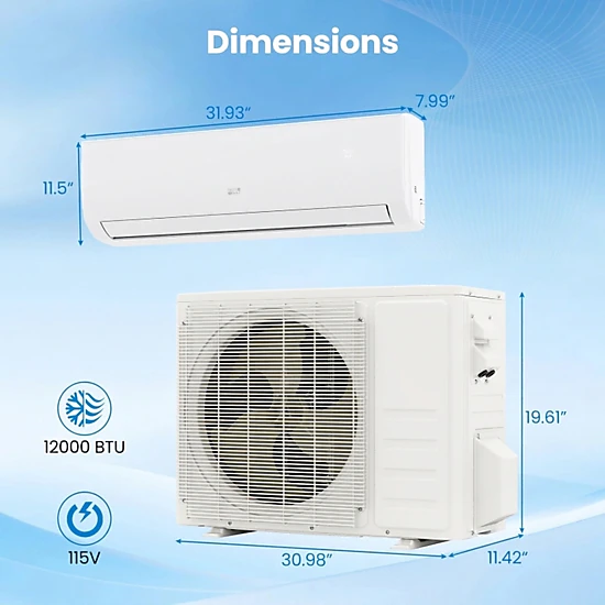 SUGIFT 12000-BTU 20-SEER2 115V 750-sq ft R454B WiFi Ductless Mini Split Air Conditioner with Heat Pump
