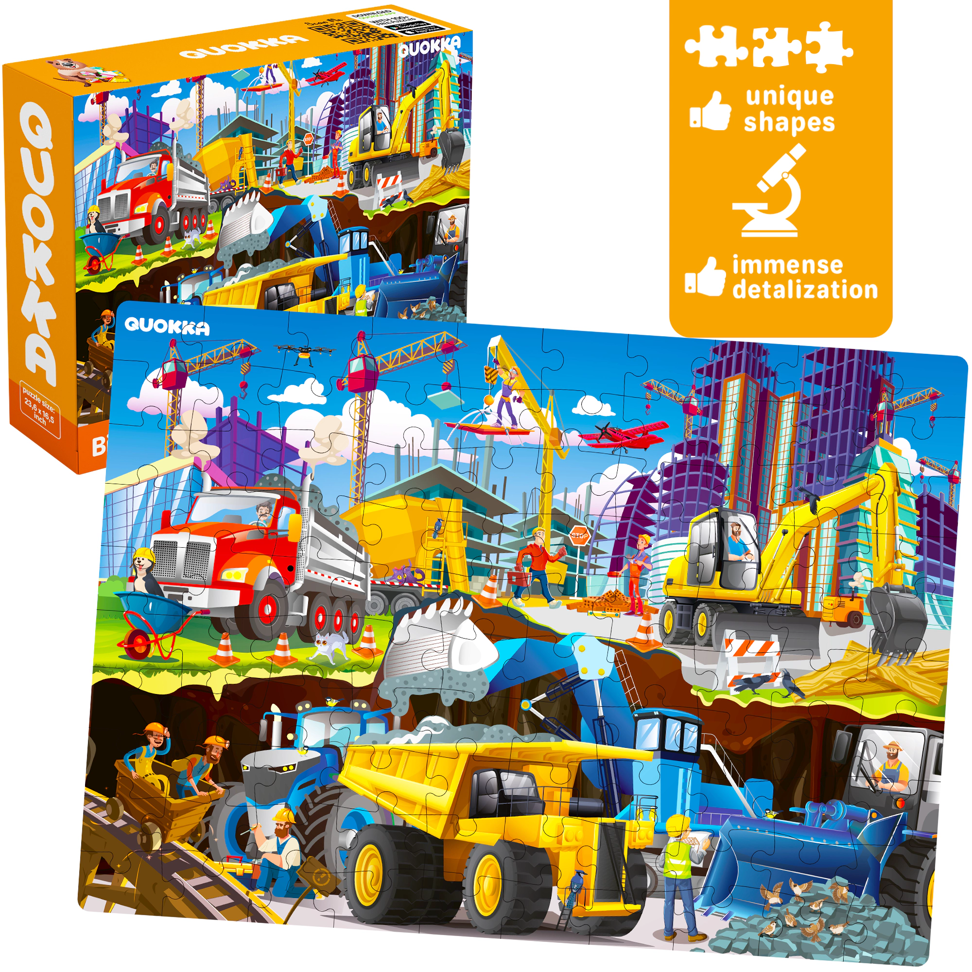 QUOKKA 3-Pack Floor Jigsaw Puzzles for Kids Ages 4–10, 100 Pieces Each, Educational Themes