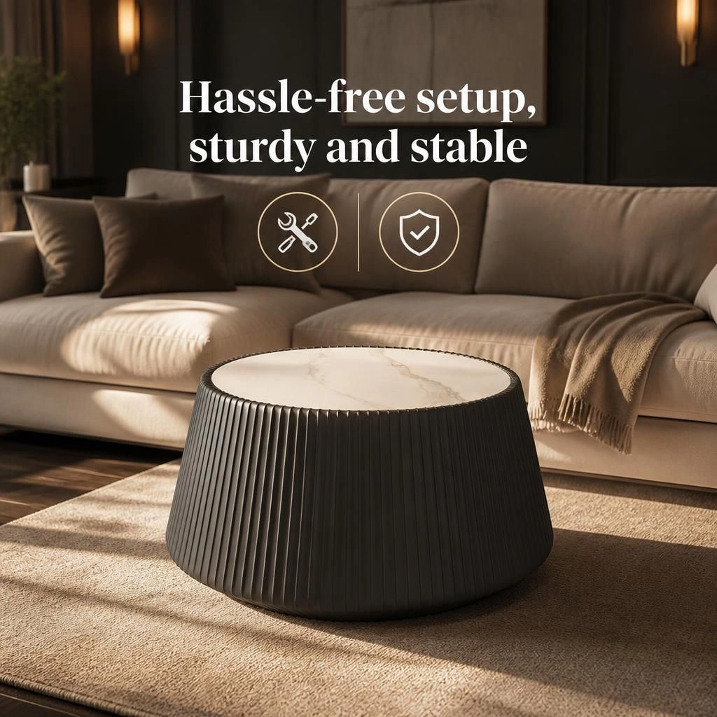 GOODSILO Round Multi Material Durable Accent Coffee Table