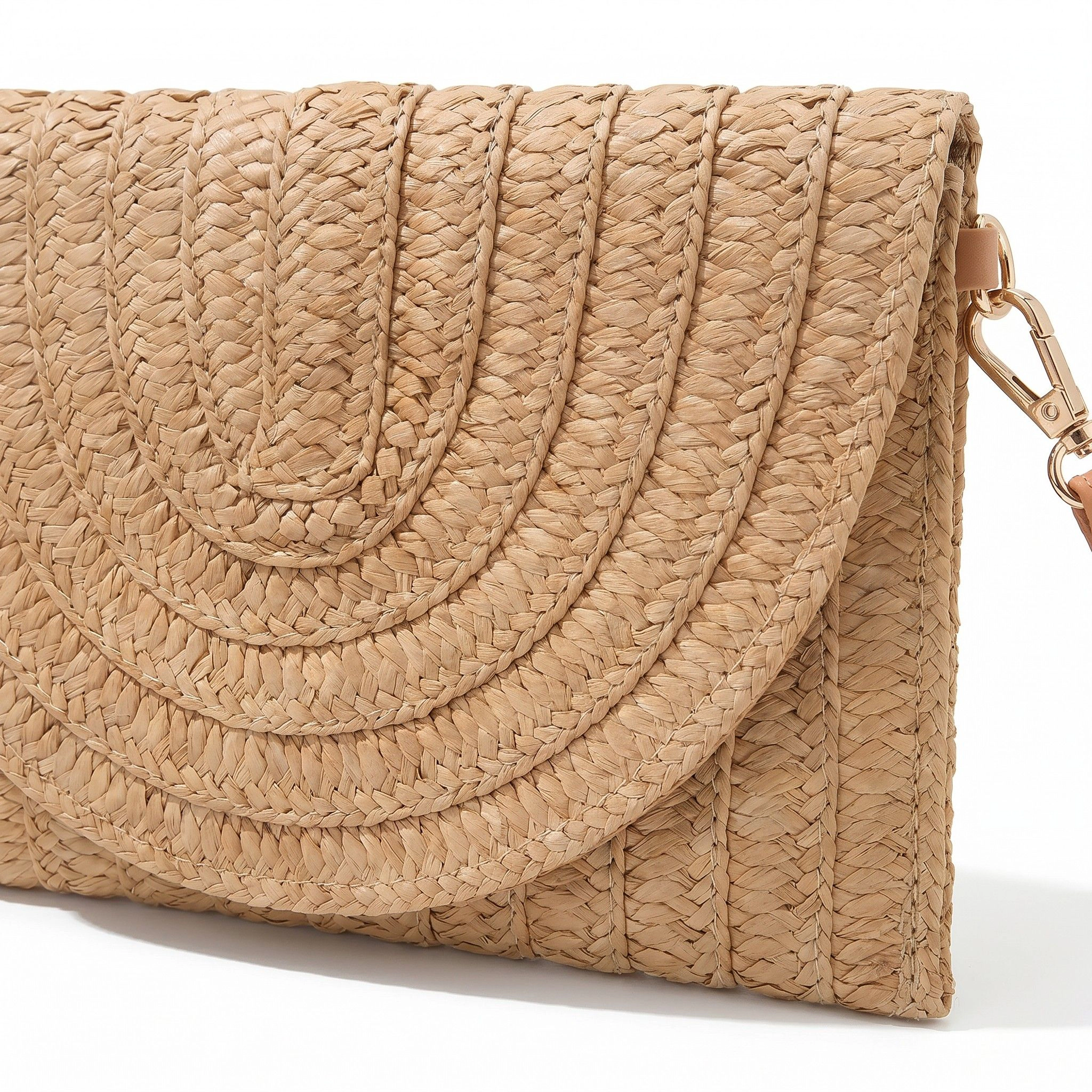 Alilang Women's Woven Straw Crossbody Clutch Bag with Flap Closure Adjustable Strap Lightweight Shoulder Handbag