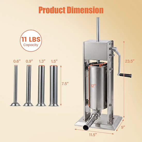 LJG Manual Sausage Stuffer with 2 Speeds & 4 Stuffing Tubes for Commercial Home
