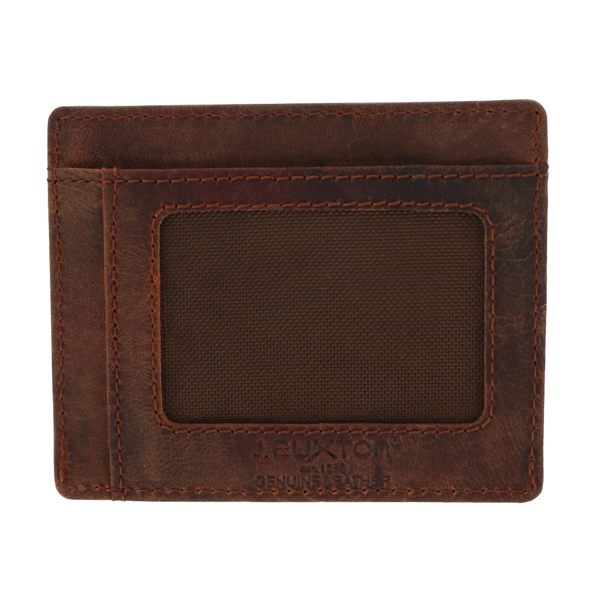 J. Buxton Men's Leather US Flag Front Pocket Get Away Wallet