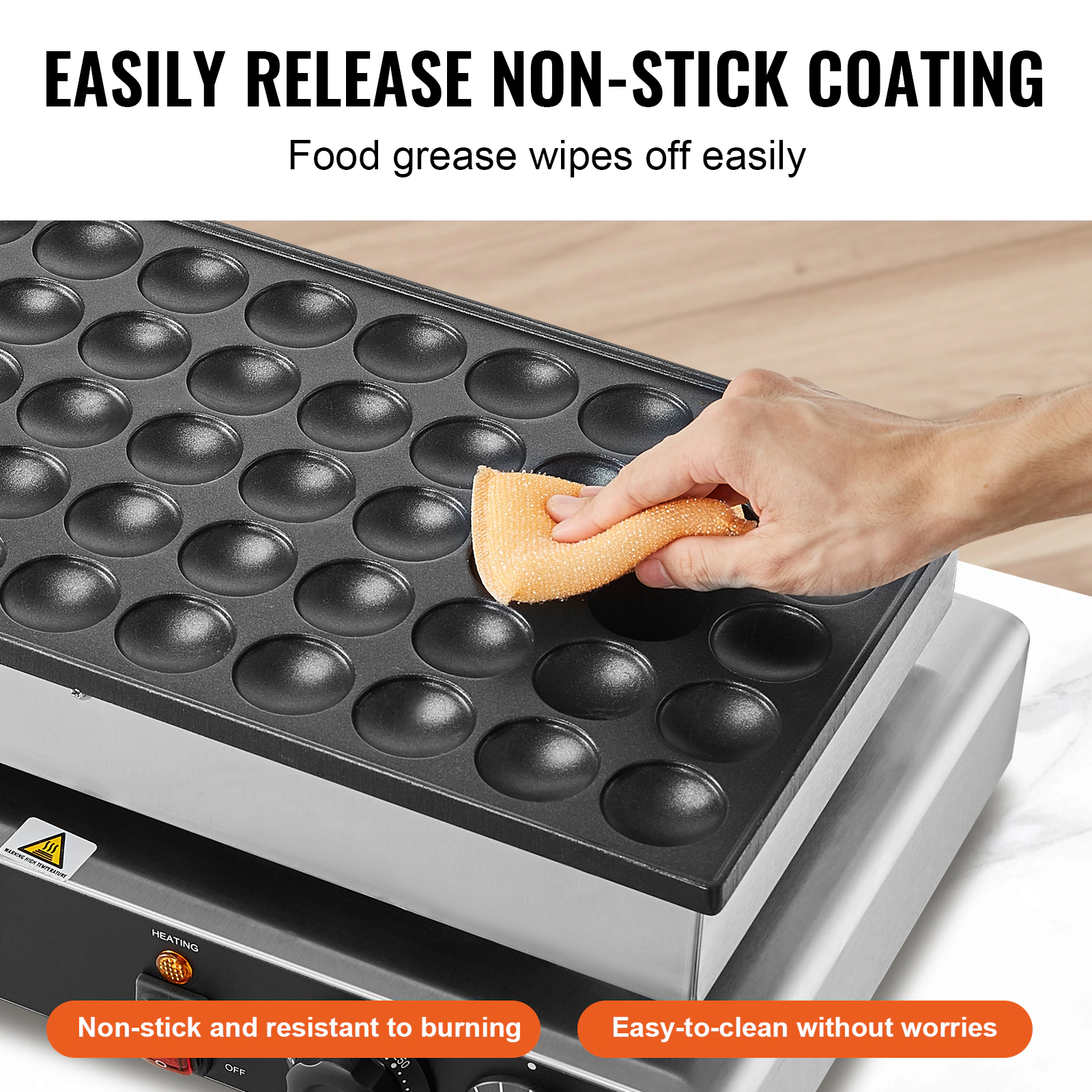 HONGGE Mini Dutch Pancake Maker 43mm Diameter Dorayaki Baker Machine 1700W Commercial Electric Poffertjes Grill