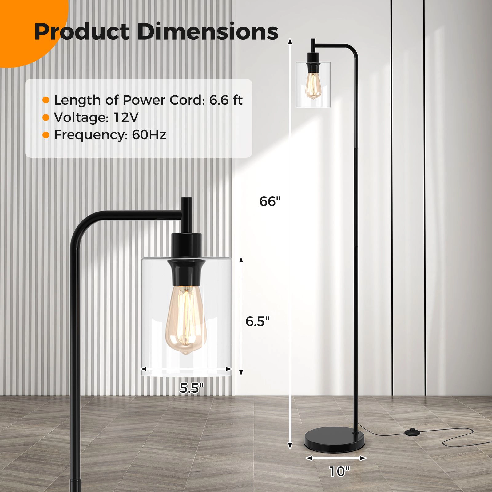SlickBlue Tall Standing Lamp with Foot Switch for Living Room, Bedroom and Office