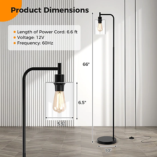 SlickBlue Tall Standing Lamp with Foot Switch for Living Room, Bedroom and Office